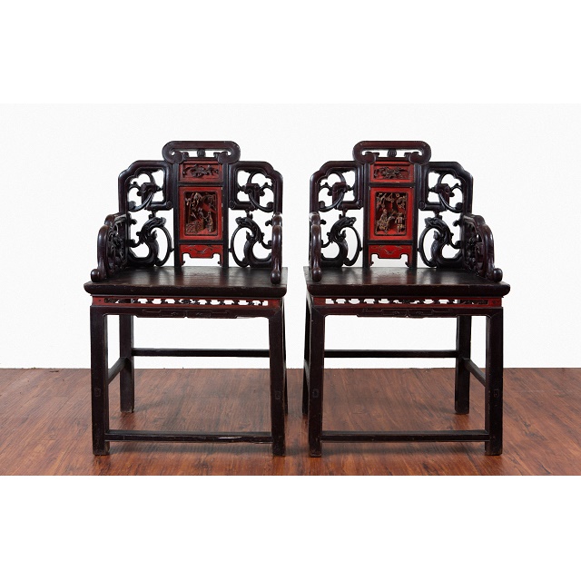 清代龍紋雕刻樟木椅 - 百韻古董傢俱文物 Bai Win Collection